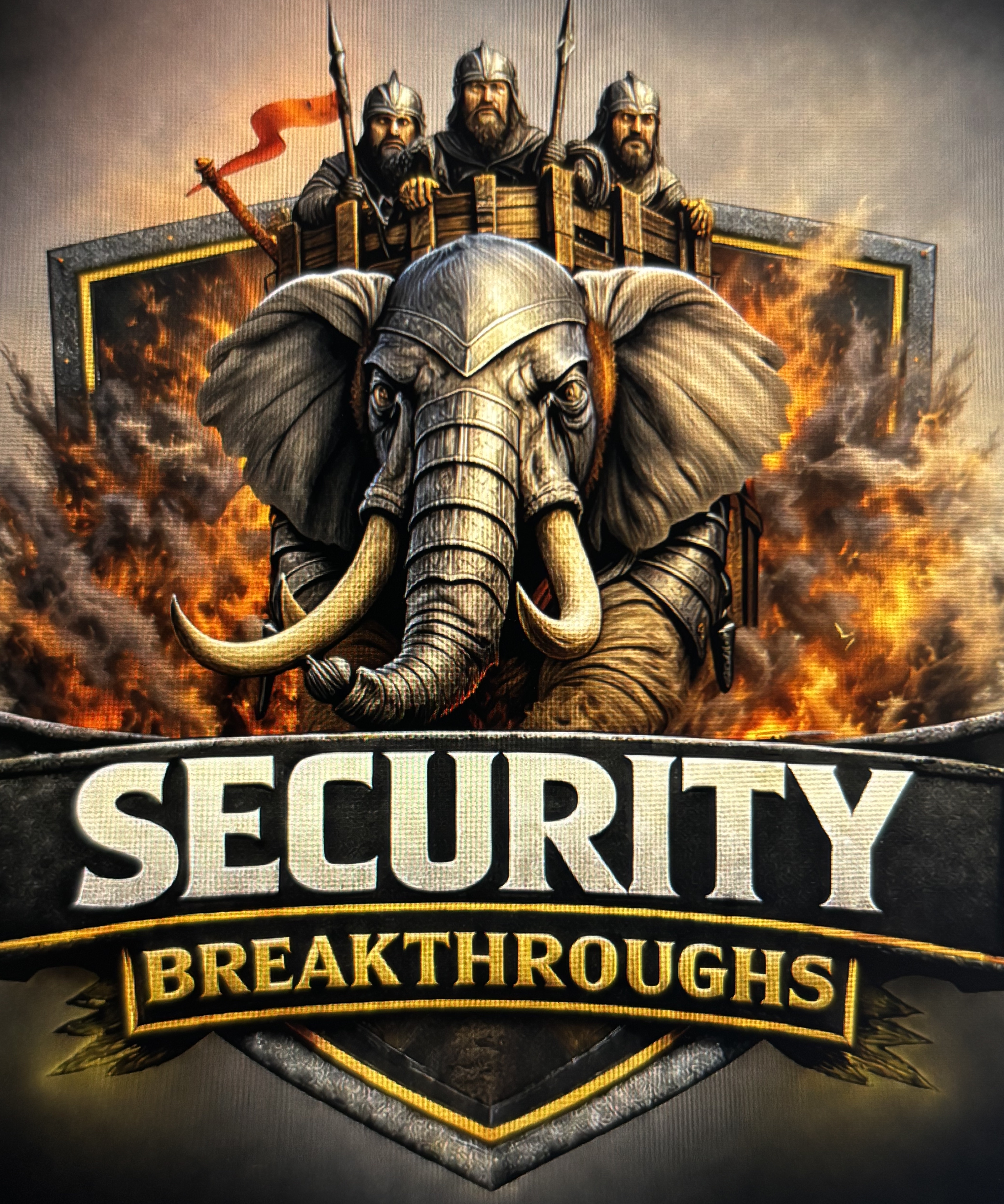 Security Breakthroughs Logo — three warriors with armored elephant